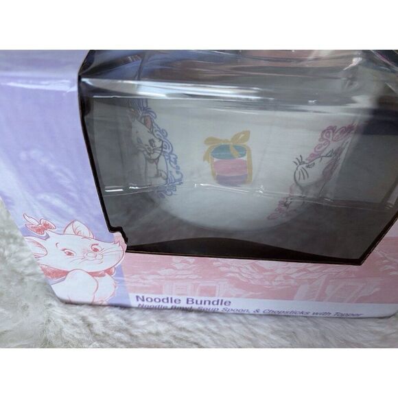Disney The Aristocats Marie Ramen Noodle Bundle Bowl Spoon & Chopsticks W/Topper - Picture 3 of 16
